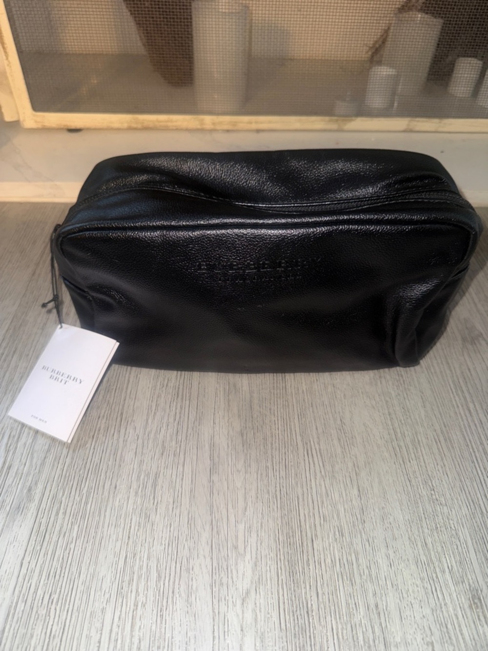 Burberry Frangances Black Leather Men's Toiletry Pouch